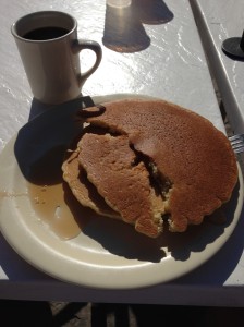 All you can eat pancakes and coffee on the beach. This must be what heaven is like.